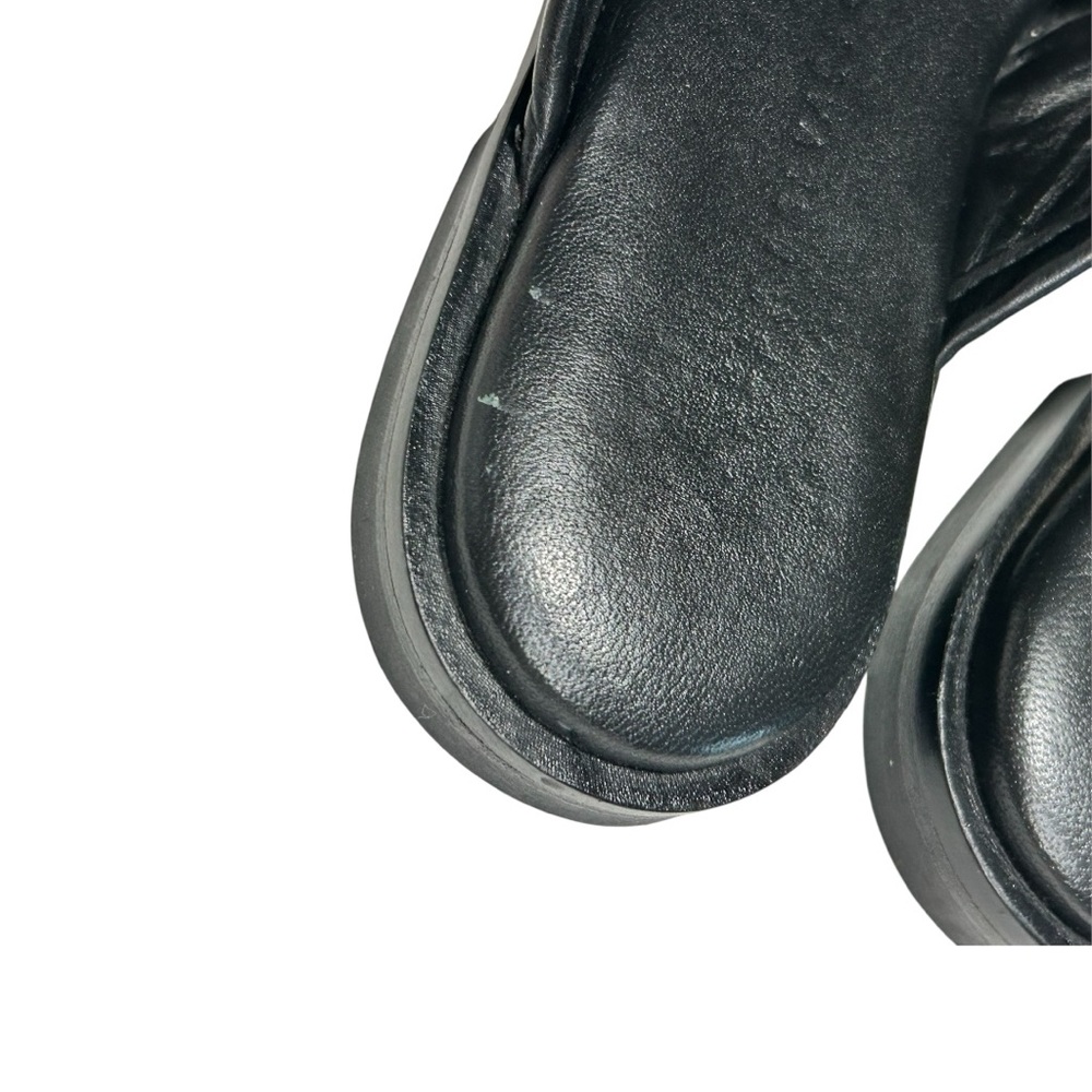 Freda Salvador Marta Black Leather Criss Cross Slide Sandal Flat Minimalist 7.5 - Picture 9 of 15